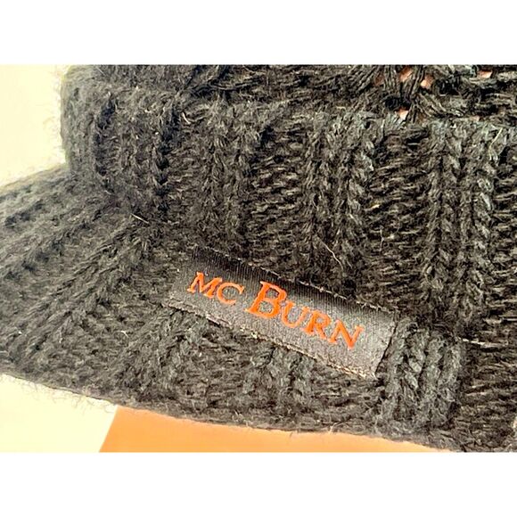 RARE McBURN Knit Wool Blend Cable Knit Visor Beanie Cap Germany Black One Size main image 5